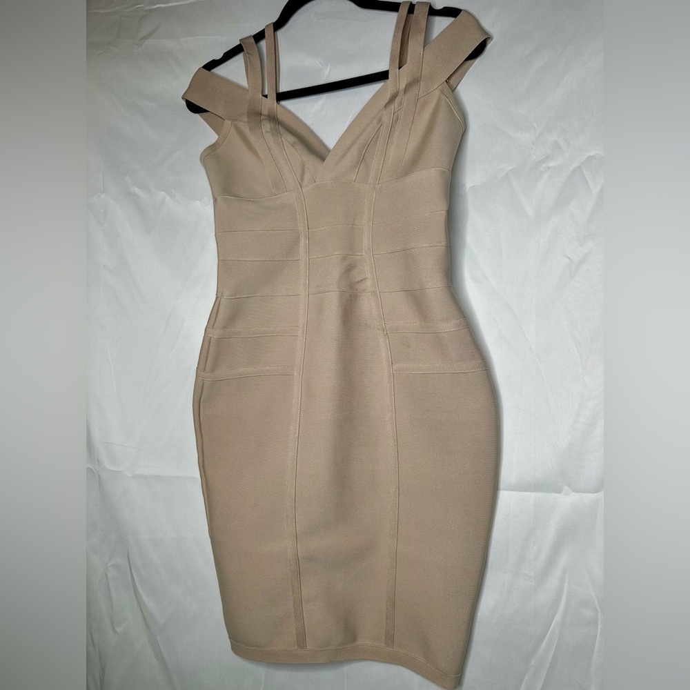 House of CB tan bandage dress